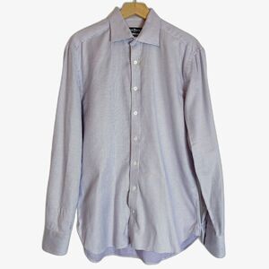 Cafe Coton Men's Purple Square Pattern Button Down Shirt Size 15 3/4